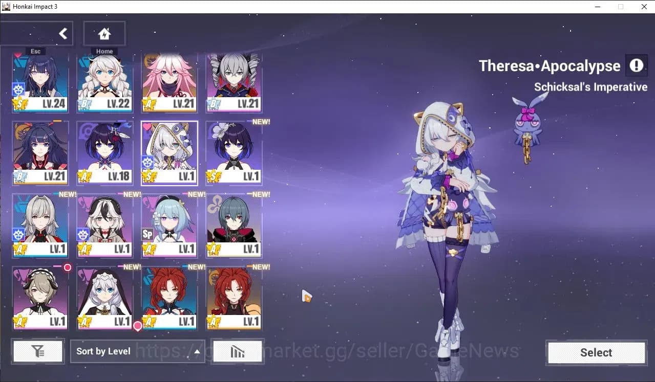 Honkai Impact 3rd Accounts SEA Lvl 25|Starter|1 Full Set (Raiden Mei Xentinel image 1