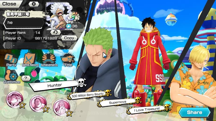 One Piece Bounty Rush Accounts GLOBAL| ex5, gear 5 luffi, BP kuzan, five elders j image 1