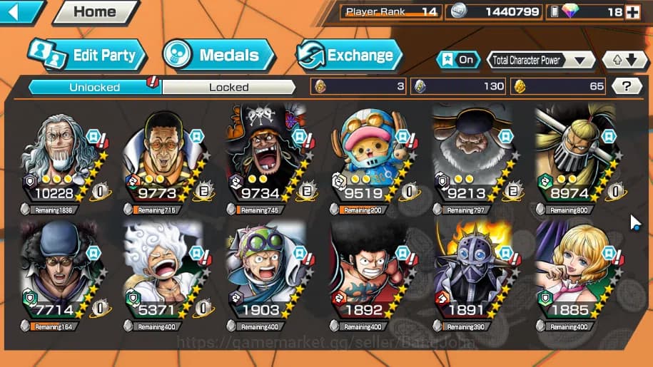 One Piece Bounty Rush Accounts GLOBAL| ex5, gear 5 luffi, BP kuzan, five elders j image 3