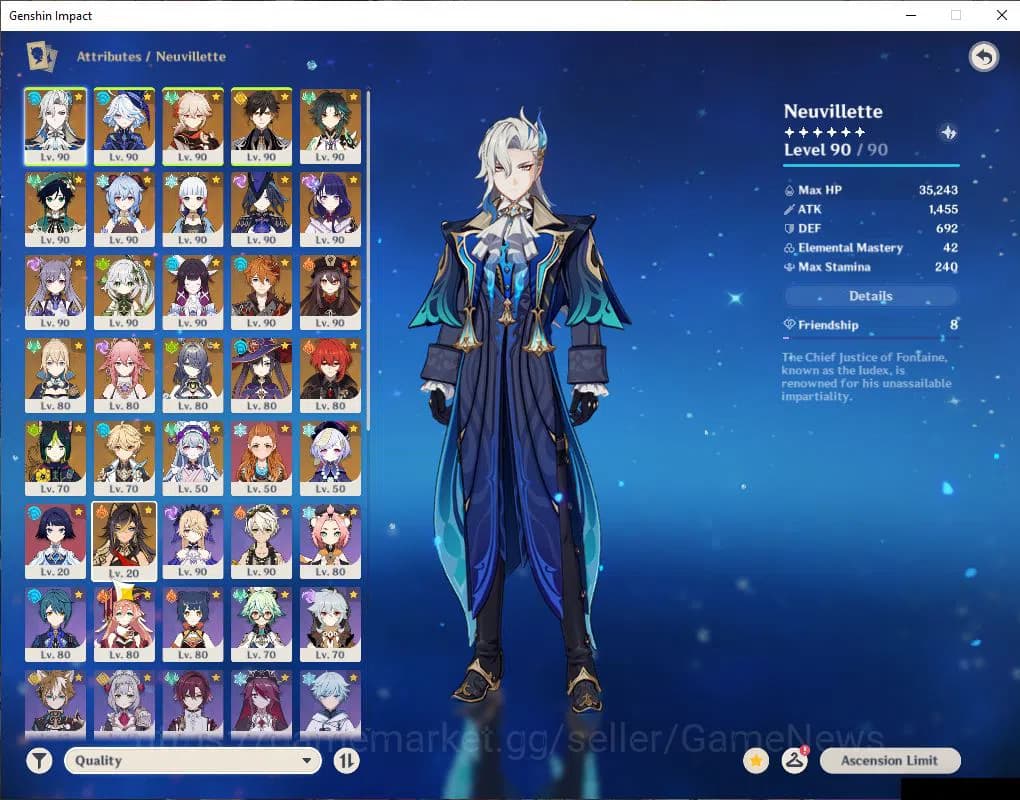 Genshin Impact Accounts ASIA|AR60|16 Limit+11(*5WeP)|(Columbina,Zhongli,Cl image 3