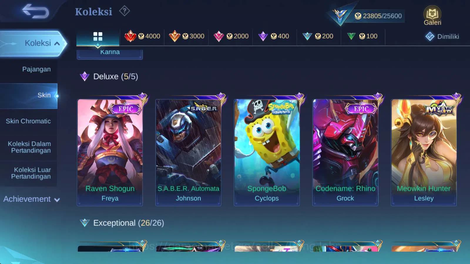 Mobile Legends: Bang Bang Accounts hero 97 | skin 129 kof karina epic freya, saber jh image 4