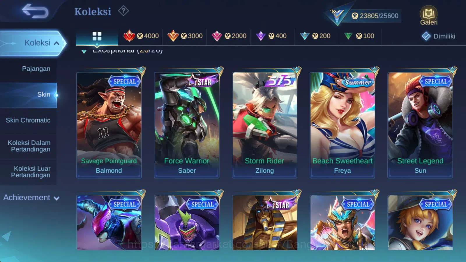 Mobile Legends: Bang Bang Accounts hero 97 | skin 129 kof karina epic freya, saber jh image 5