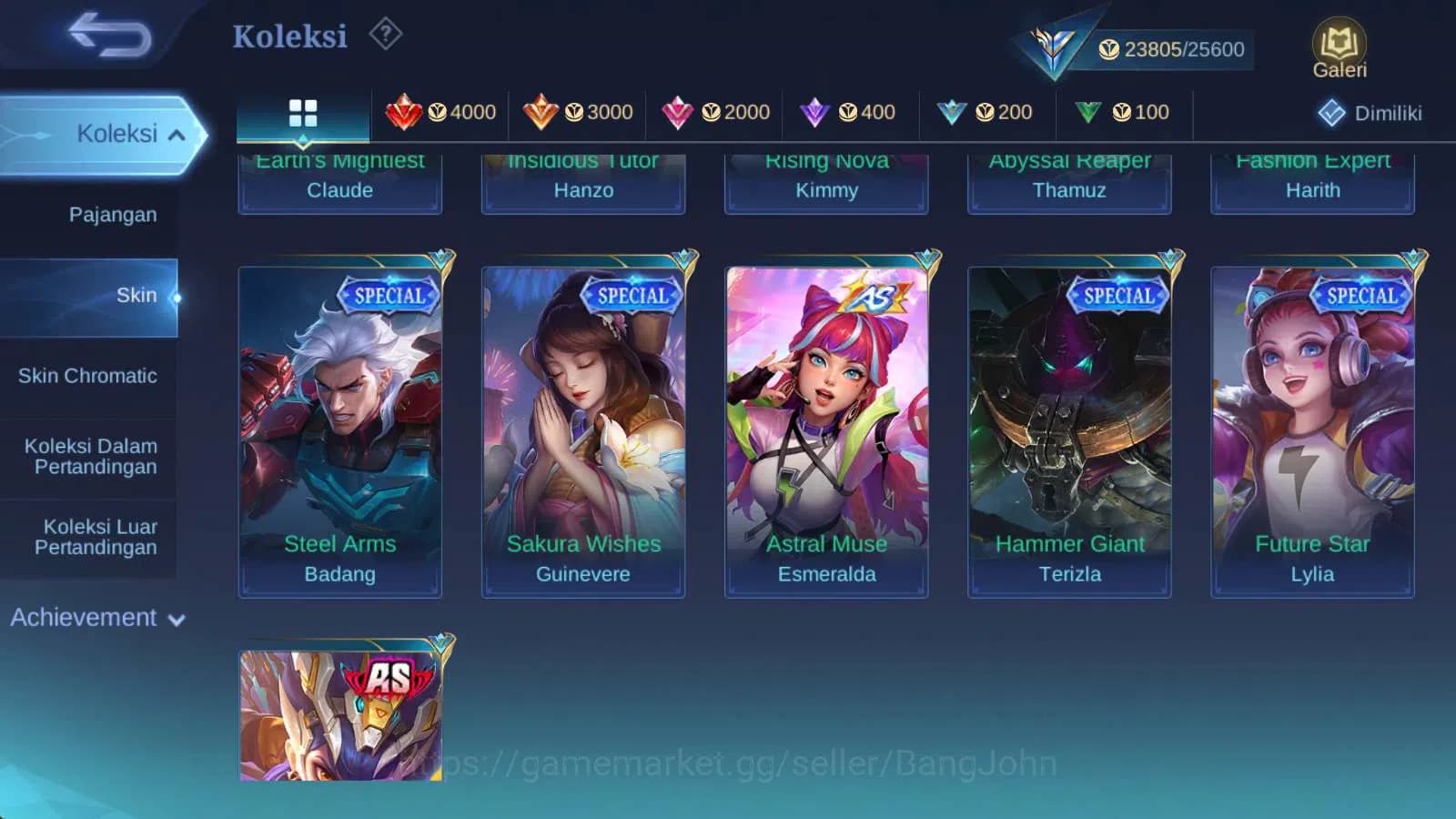 Mobile Legends: Bang Bang Accounts hero 97 | skin 129 kof karina epic freya, saber jh image 9