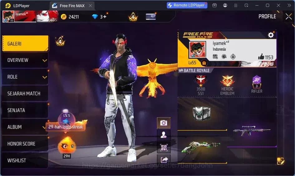 Free Fire Accounts Indonesia | Vault 155 | SG GURUN PASIR | SG LUMUT image 2