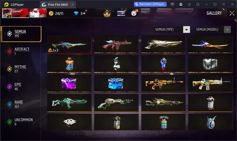 Free Fire Accounts Indonesia | Vault 155 | SG GURUN PASIR | SG LUMUT image 4