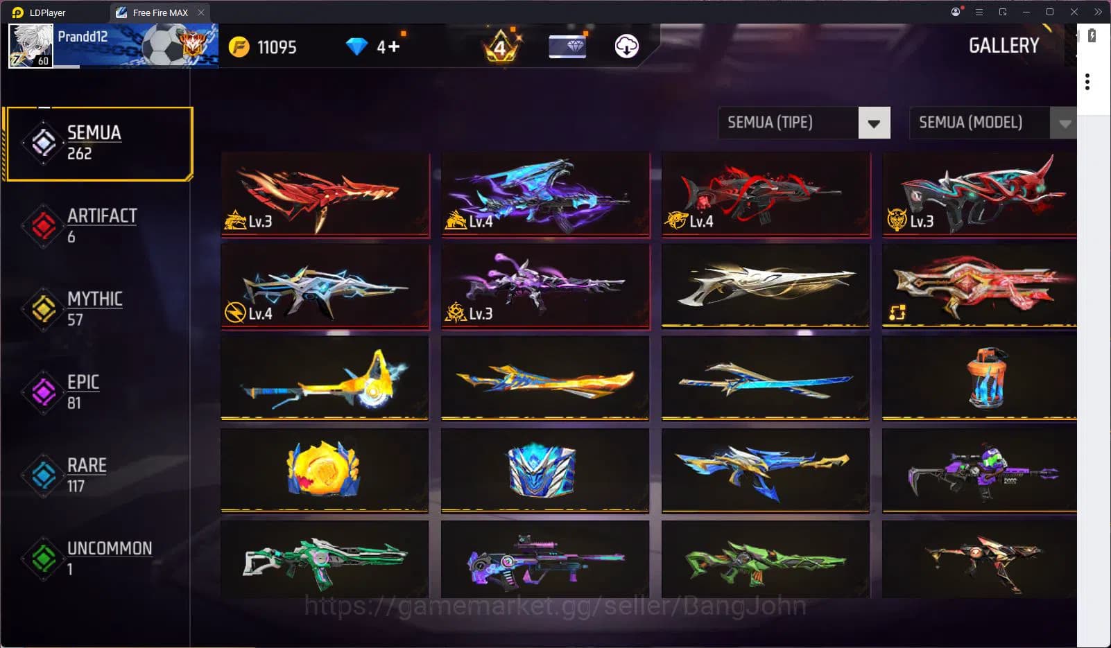 Free Fire Accounts Indonesia Vault 236 Jiraiya Bundle SG Gurun & Trog image 4
