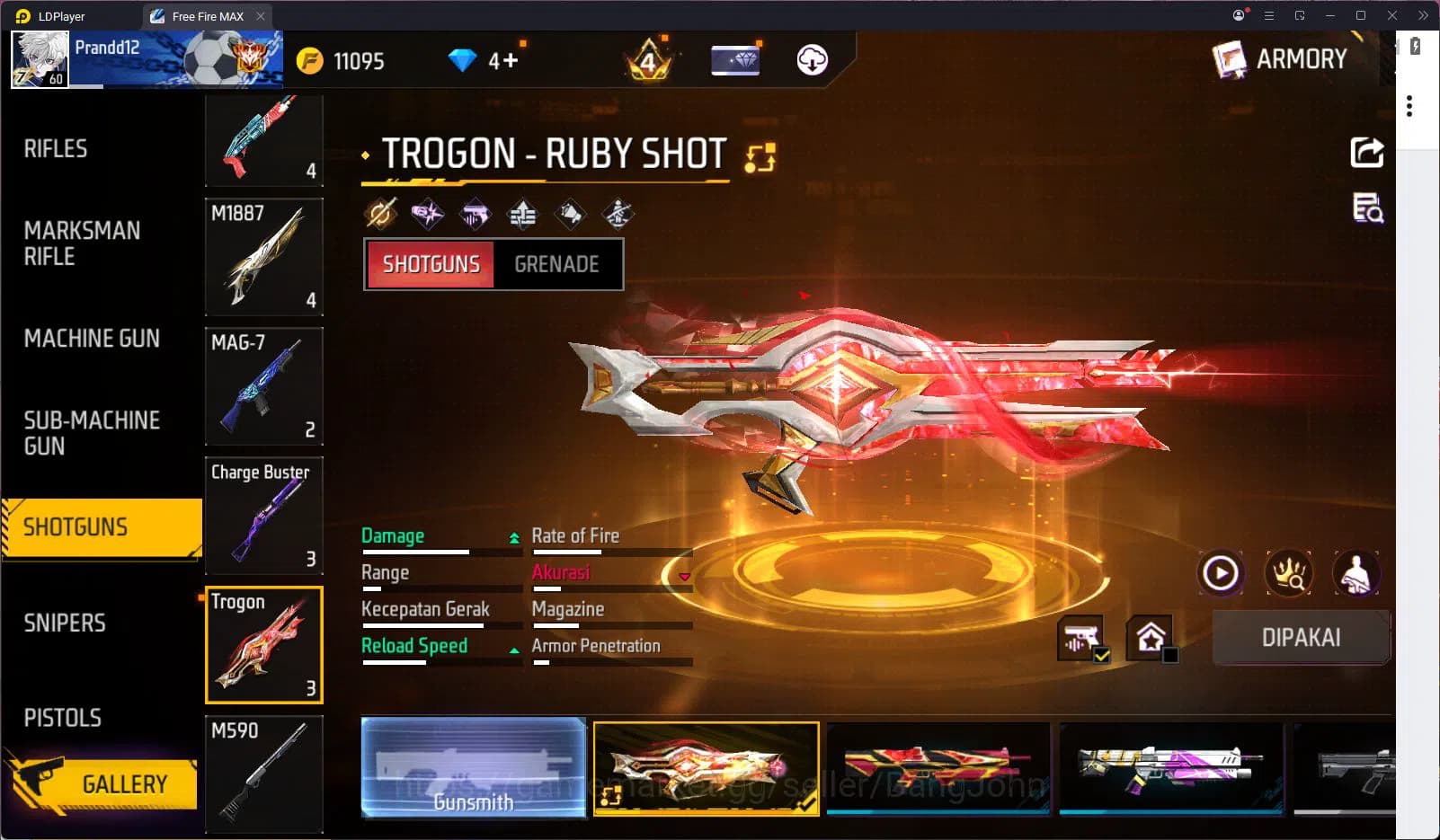 Free Fire Accounts Indonesia Vault 236 Jiraiya Bundle SG Gurun & Trog image 5