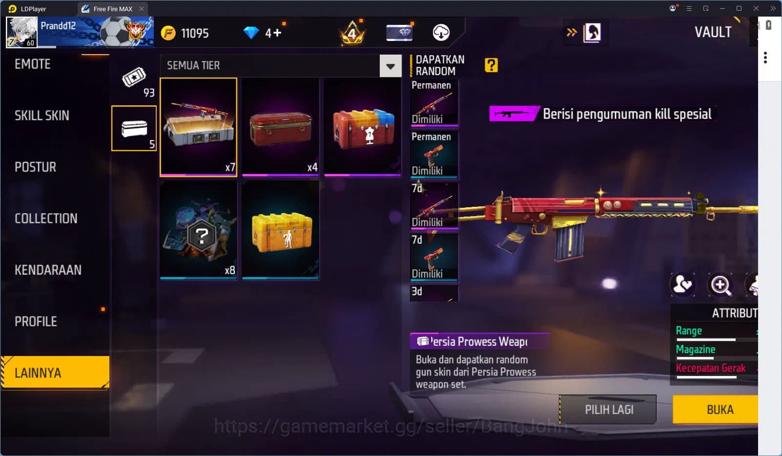 Free Fire Accounts Indonesia Vault 236 Jiraiya Bundle SG Gurun & Trog image 7