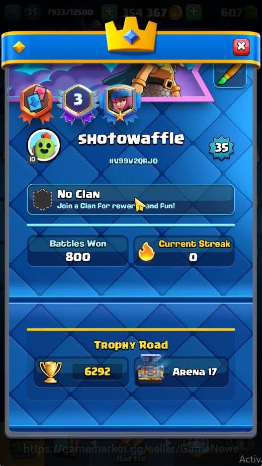 Clash Royale Accounts Lv 37|Trophy 7279|KTL 12|Limited Skin|Card 121| 2 image 2