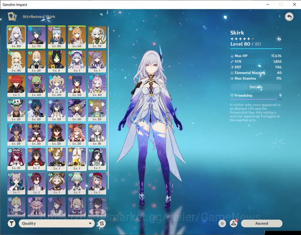 Genshin Impact Accounts ASIA|AR 49|Prime Team Skirk|4 Limited+1(*5Wep)|Ski image 3