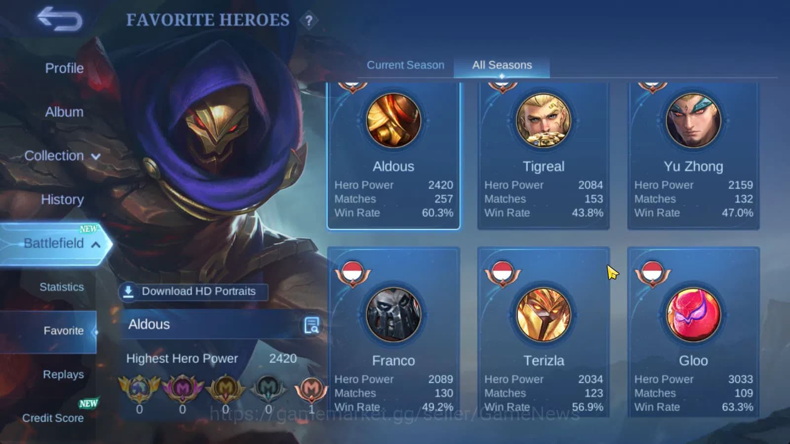 Mobile Legends: Bang Bang Accounts Hero 107|Skin 170|High Honor 48|CC Natalia,Gaara V image 4