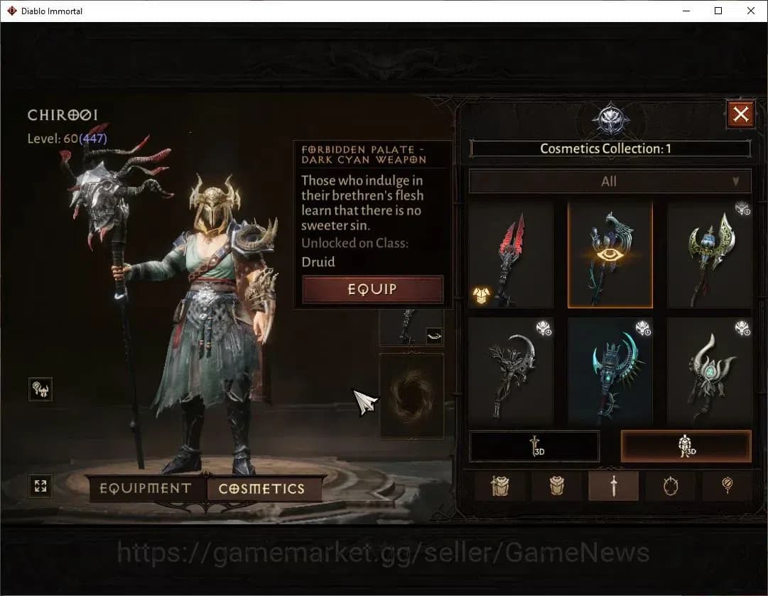 Diablo Immortal Accounts NA-High Heaven|CS ON|Lv60(447)|Druid|CR 32K|Reso 3 image 10