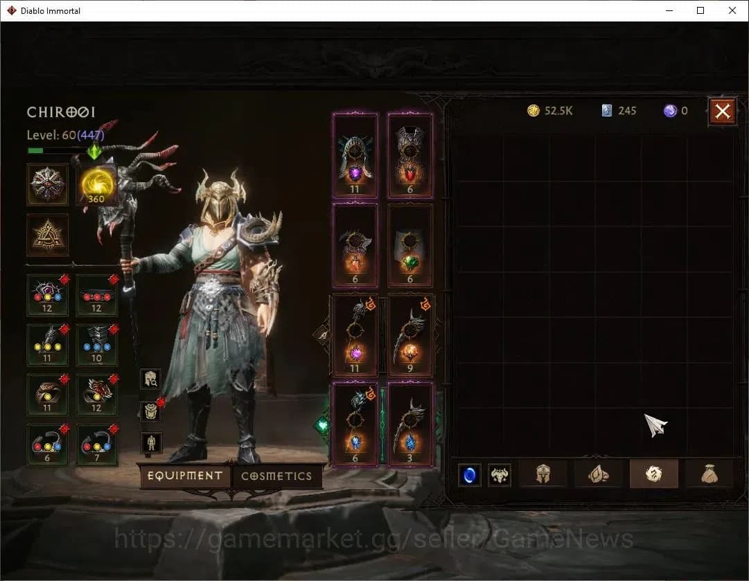 Diablo Immortal Accounts NA-High Heaven|CS ON|Lv60(447)|Druid|CR 32K|Reso 3 image 7