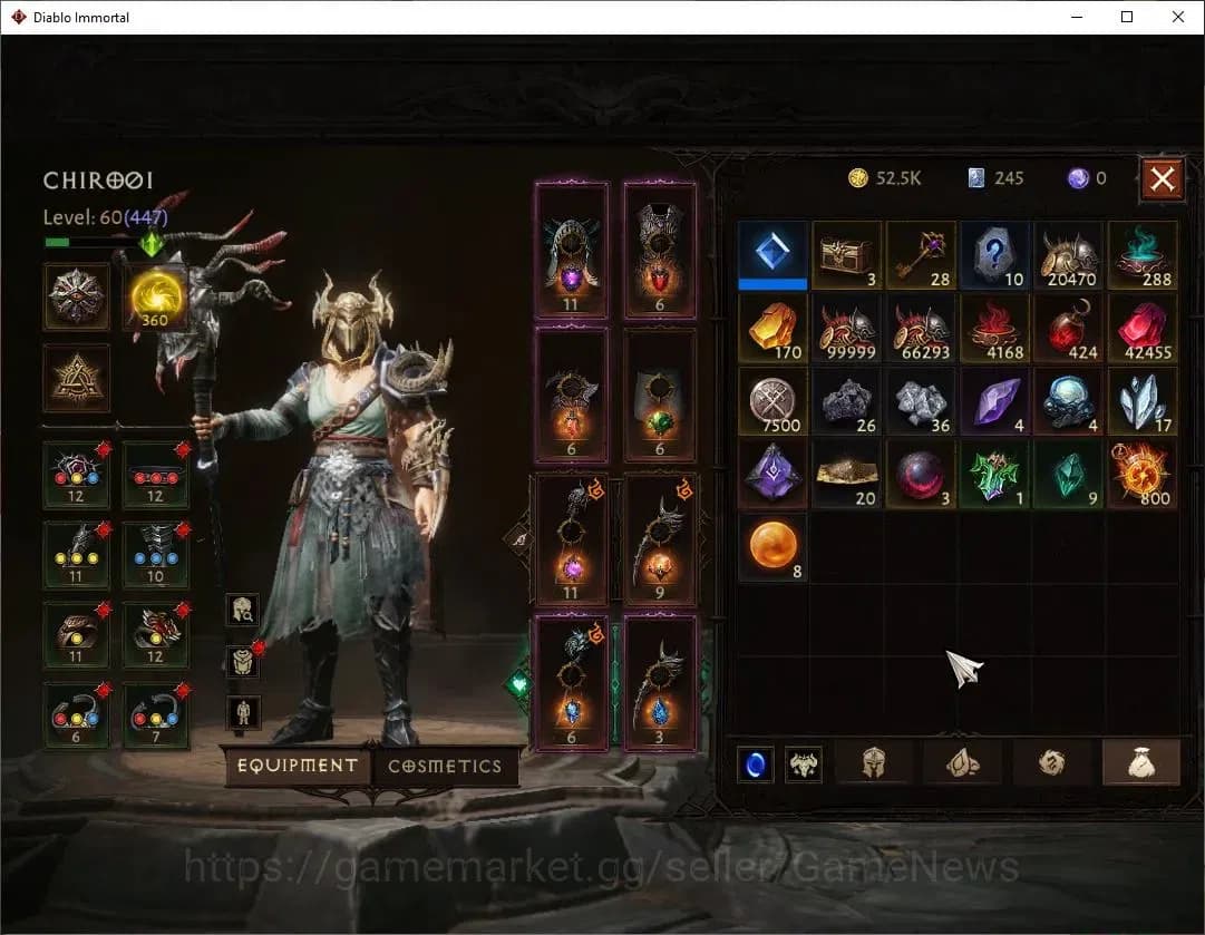 Diablo Immortal Accounts NA-High Heaven|CS ON|Lv60(447)|Druid|CR 32K|Reso 3 image 8