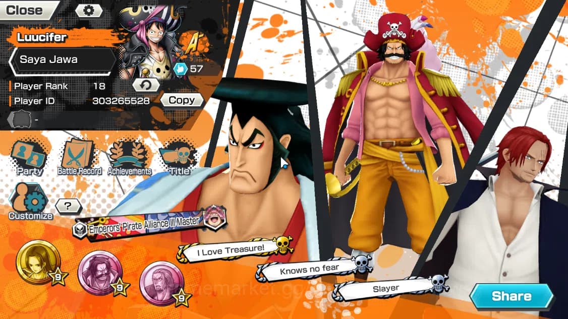 One Piece Bounty Rush Accounts Global|3EX|KOP Roger,Devine Departure Shanks,Awake image 2