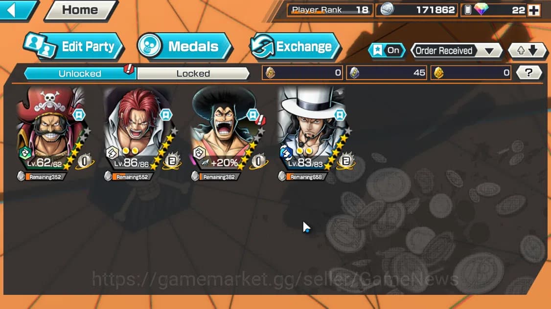 One Piece Bounty Rush Accounts Global|3EX|KOP Roger,Devine Departure Shanks,Awake image 3