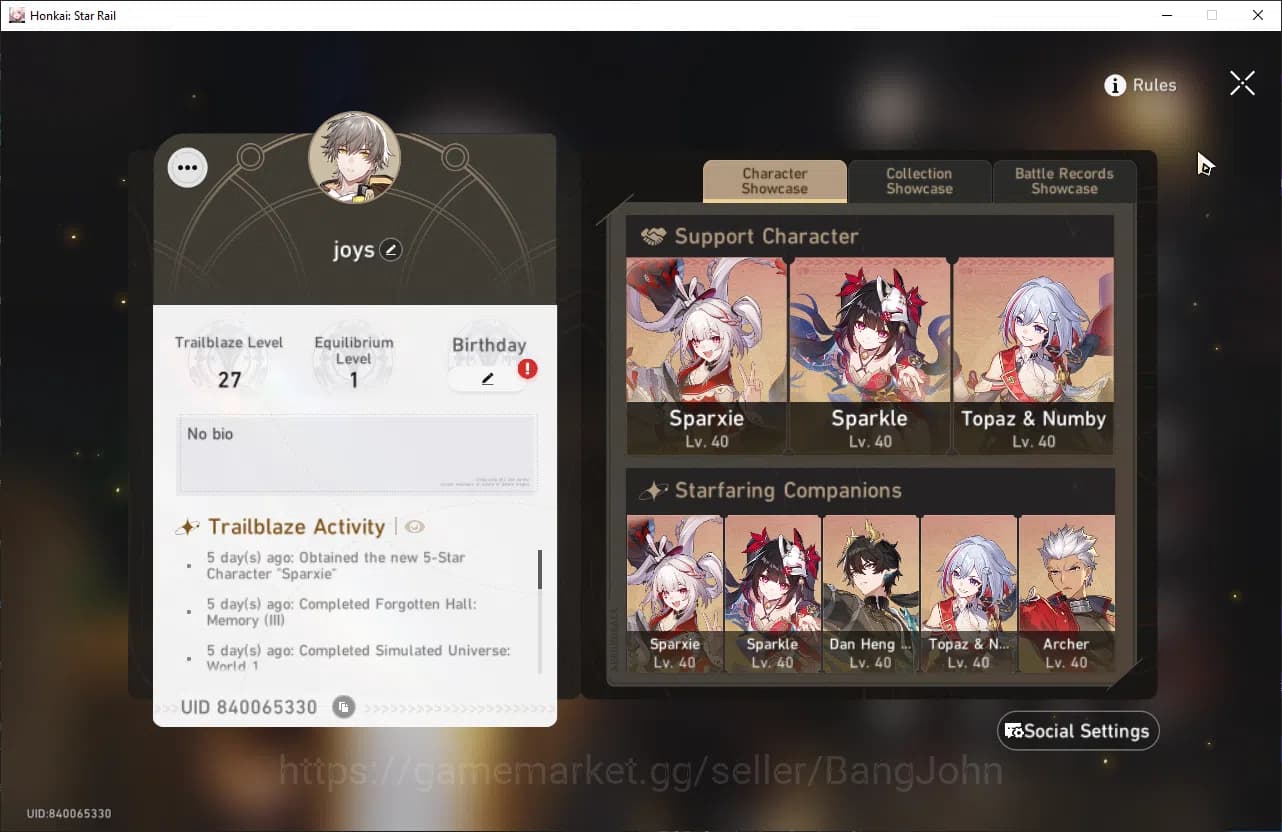 Honkai Star Rail Accounts ASIA | TL 27| 5 limit| Saprxie, Sparkle, DanHEng P image 2