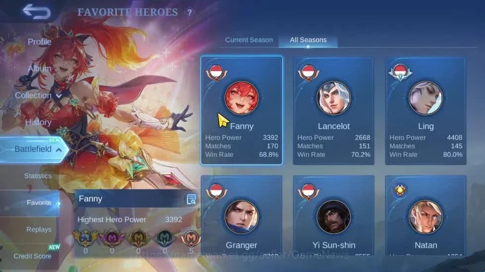 Mobile Legends: Bang Bang Accounts Hero 61|Skin 76|High Immo 100|LB Granger,Fanny[Val image 5