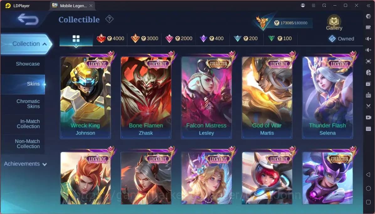 Mobile Legends: Bang Bang Accounts GLOBAL Hero 132 Skin 476|Legend Gusion,Lunox|JJK X image 3