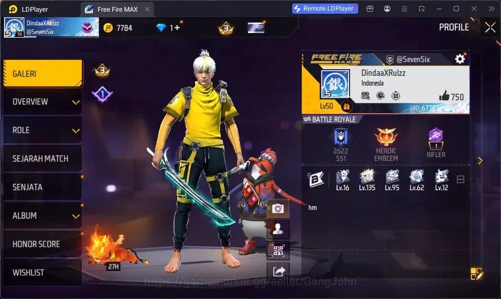 Free Fire Accounts Indonesia | Vault 190 | EVO GROZA-BANG! | Bundle B image 2