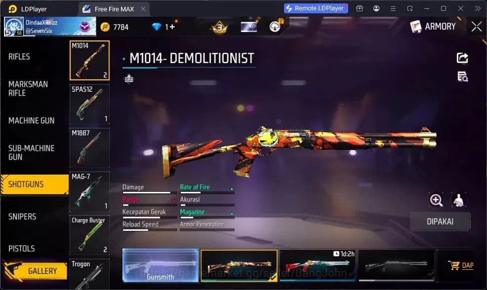 Free Fire Accounts Indonesia | Vault 190 | EVO GROZA-BANG! | Bundle B image 7