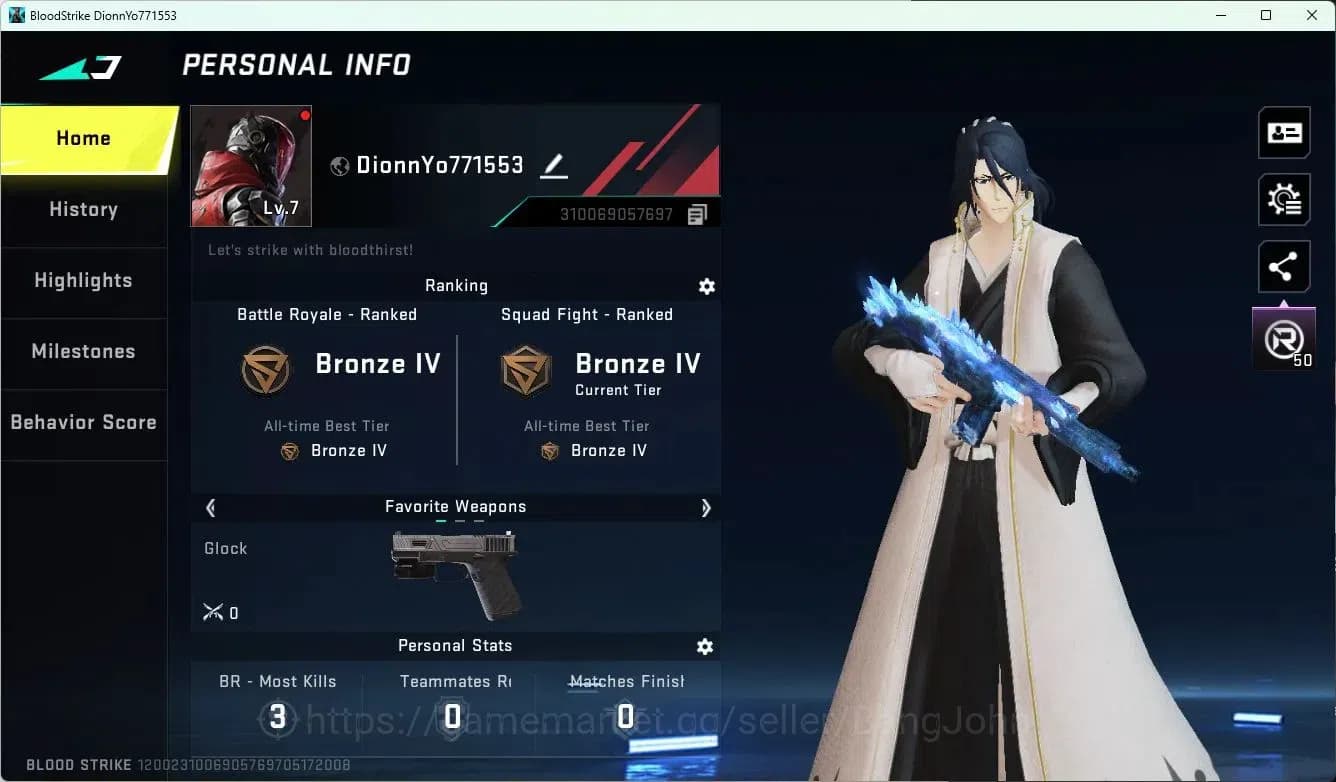 Blood Strike Accounts ASIA | BLEACH Byakuya Kuchiki Striker | EVANGELION image 1
