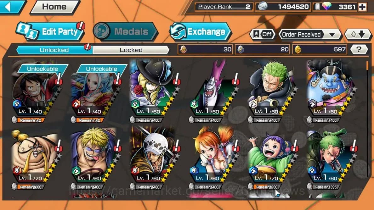 One Piece Bounty Rush Accounts Global| Starter |Ready Gacha 3,3K Rainbow Diamond| image 3