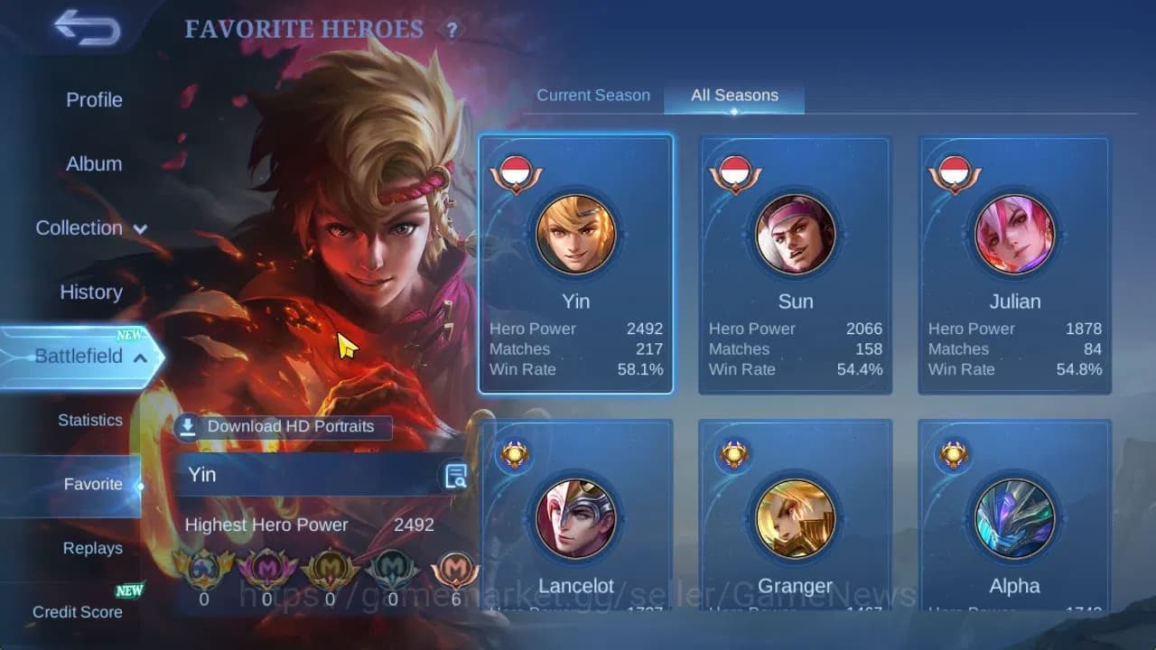 Mobile Legends: Bang Bang Accounts Hero 89|Skin 182|High Glory 58|Prime Granger,LB[Al image 5