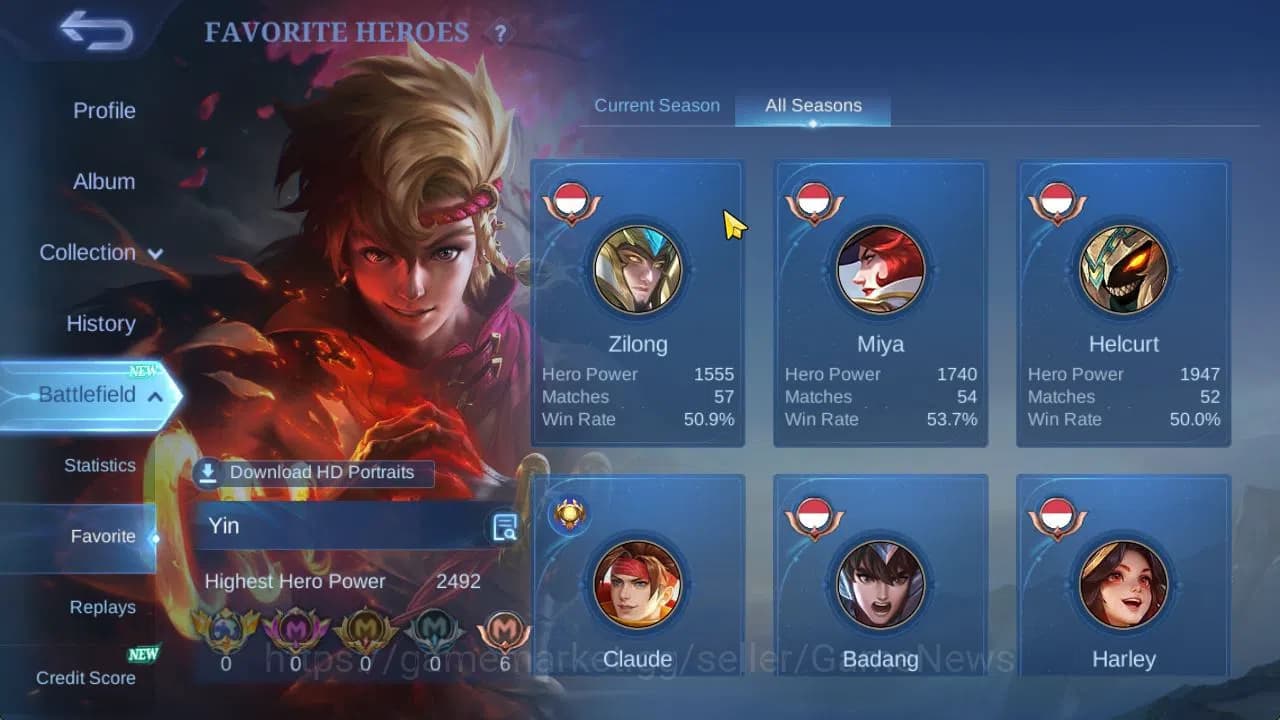 Mobile Legends: Bang Bang Accounts Hero 89|Skin 182|High Glory 58|Prime Granger,LB[Al image 6