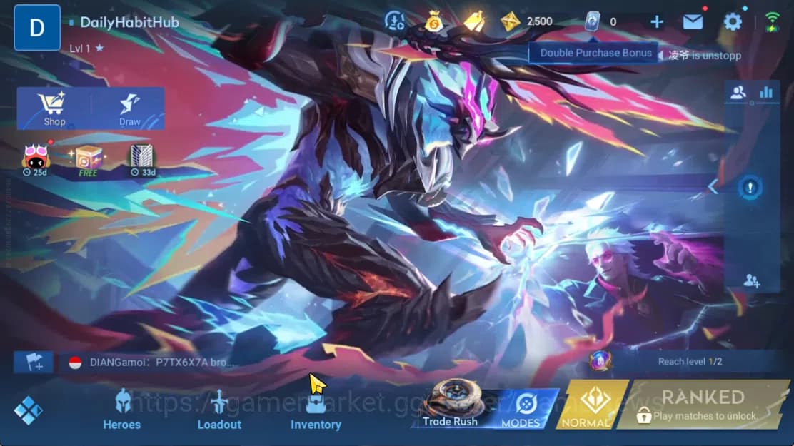 Honor of Kings Accounts Hero 7 |Starter with Legend Skin Selection Chest(D image 1