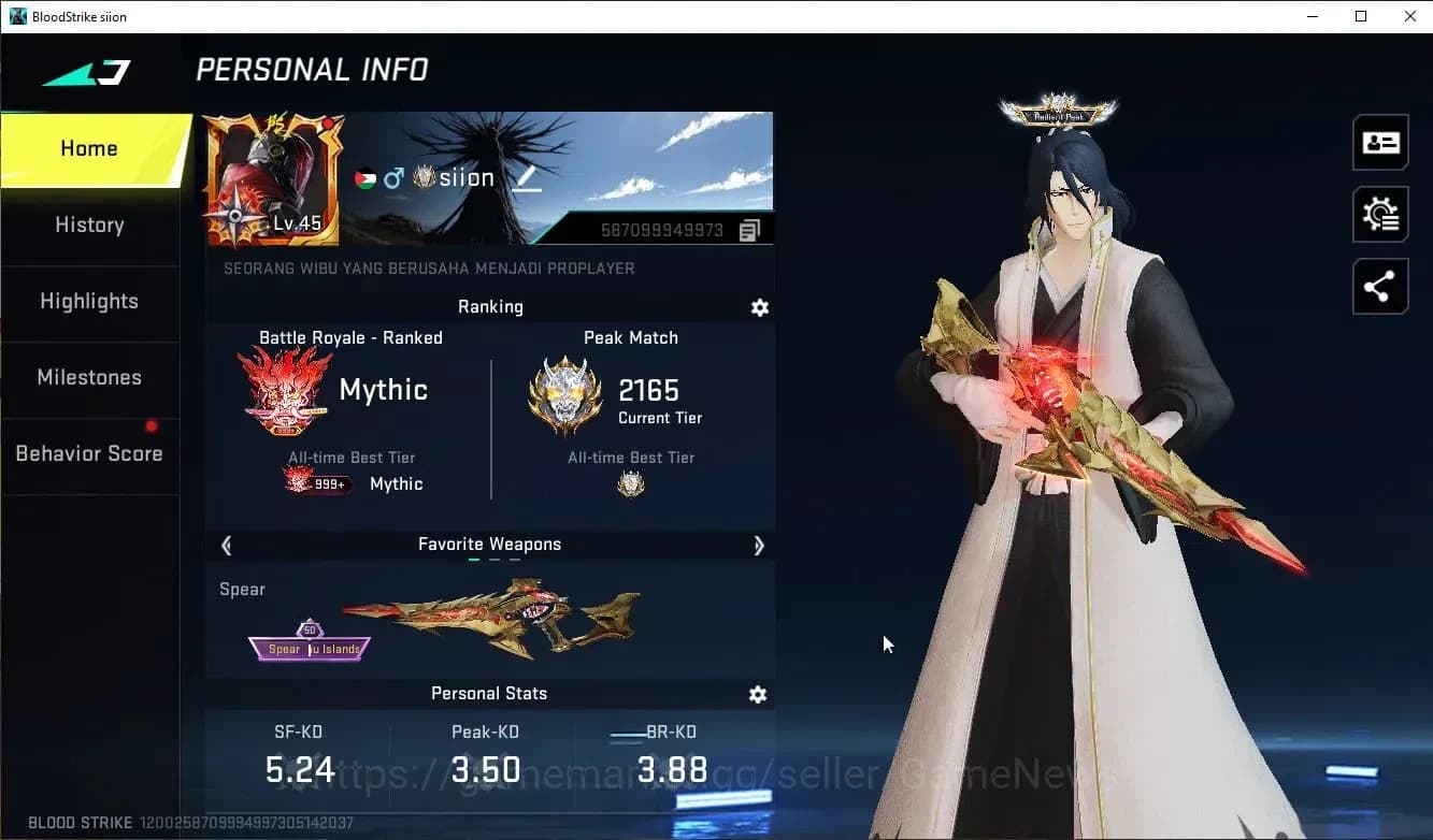 Blood Strike Accounts ASIA|ETERNAL Spear+Mele Shuriken+Collab Bleach(Bya image 2