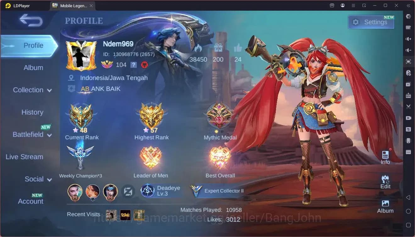 Mobile Legends: Bang Bang Accounts GLOBAL Hero 132 Skin 198|KOF Karina|Dtamer Kimmy|E image 1