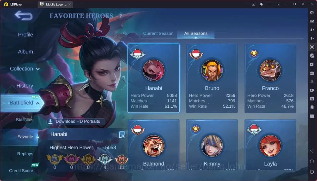 Mobile Legends: Bang Bang Accounts GLOBAL Hero 132 Skin 198|KOF Karina|Dtamer Kimmy|E image 4