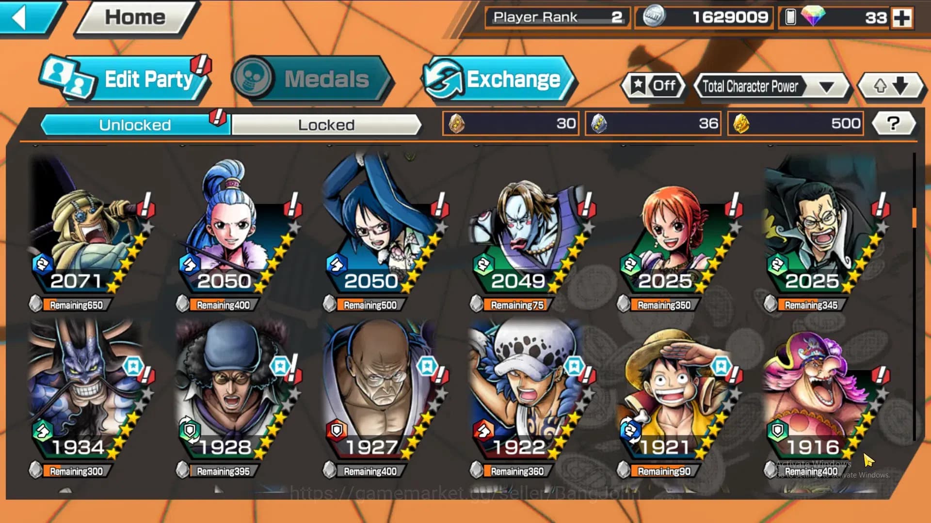 One Piece Bounty Rush Accounts GLOBAL|GF 500|5Ex|Kaido,Kuzan,St Nusjuro,Law,MD Lu image 6
