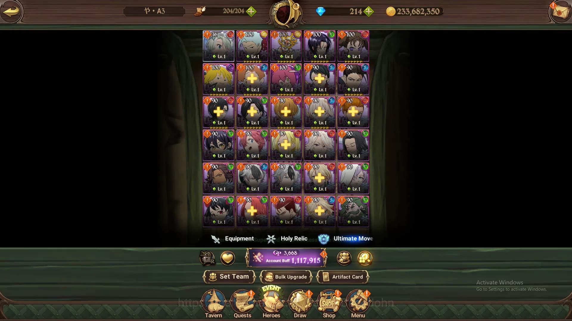 The Seven Deadly Sins: Grand Cross Accounts ASIA|1.1m CC|DM 214|1LR ELizabeth|UR Demon King Me image 3
