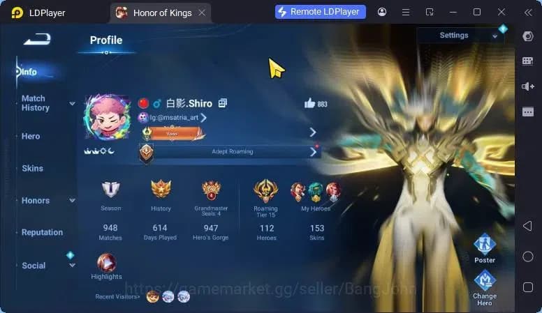 Honor of Kings Accounts Global Hero112 Skin153 |Legend SunCe|SanXingdui Hu image 1
