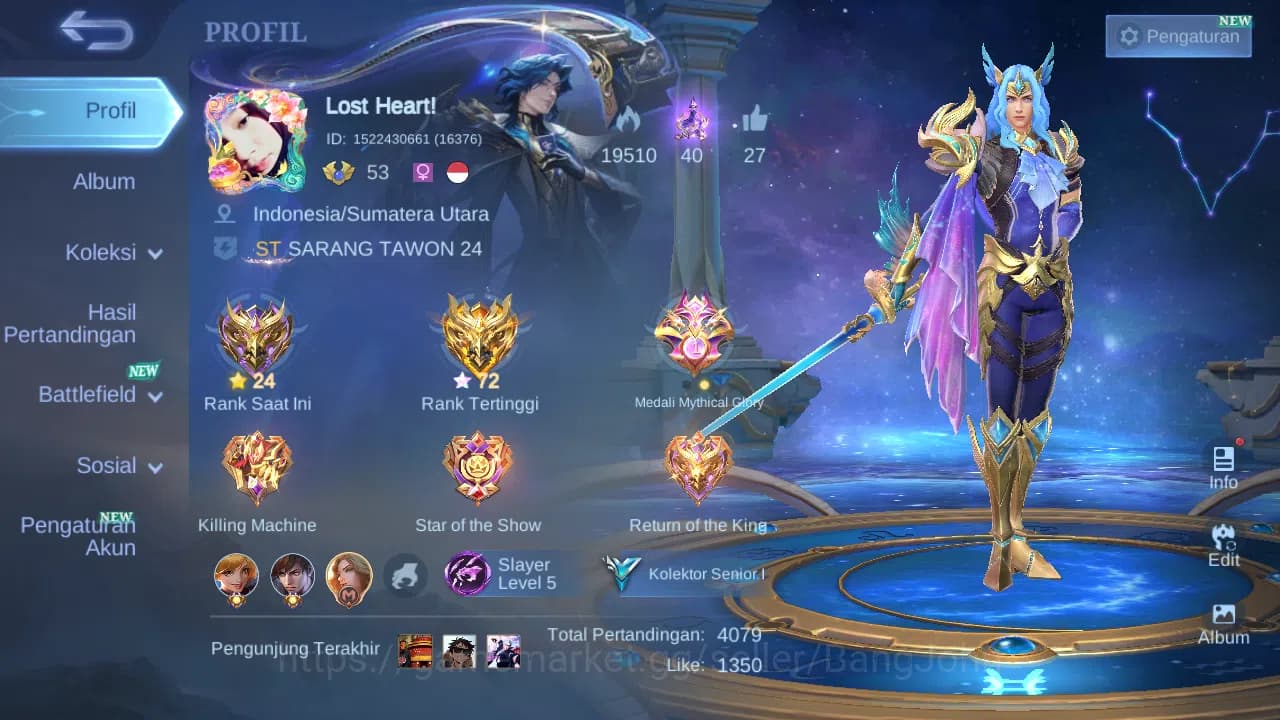 Mobile Legends: Bang Bang Accounts GLOBAL Hero 86 Skin 107 Zodiac Lance | Dtamer Ling image 1