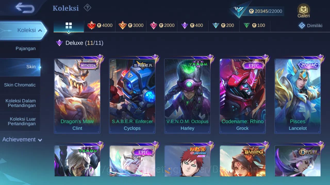 Mobile Legends: Bang Bang Accounts GLOBAL Hero 86 Skin 107 Zodiac Lance | Dtamer Ling image 2