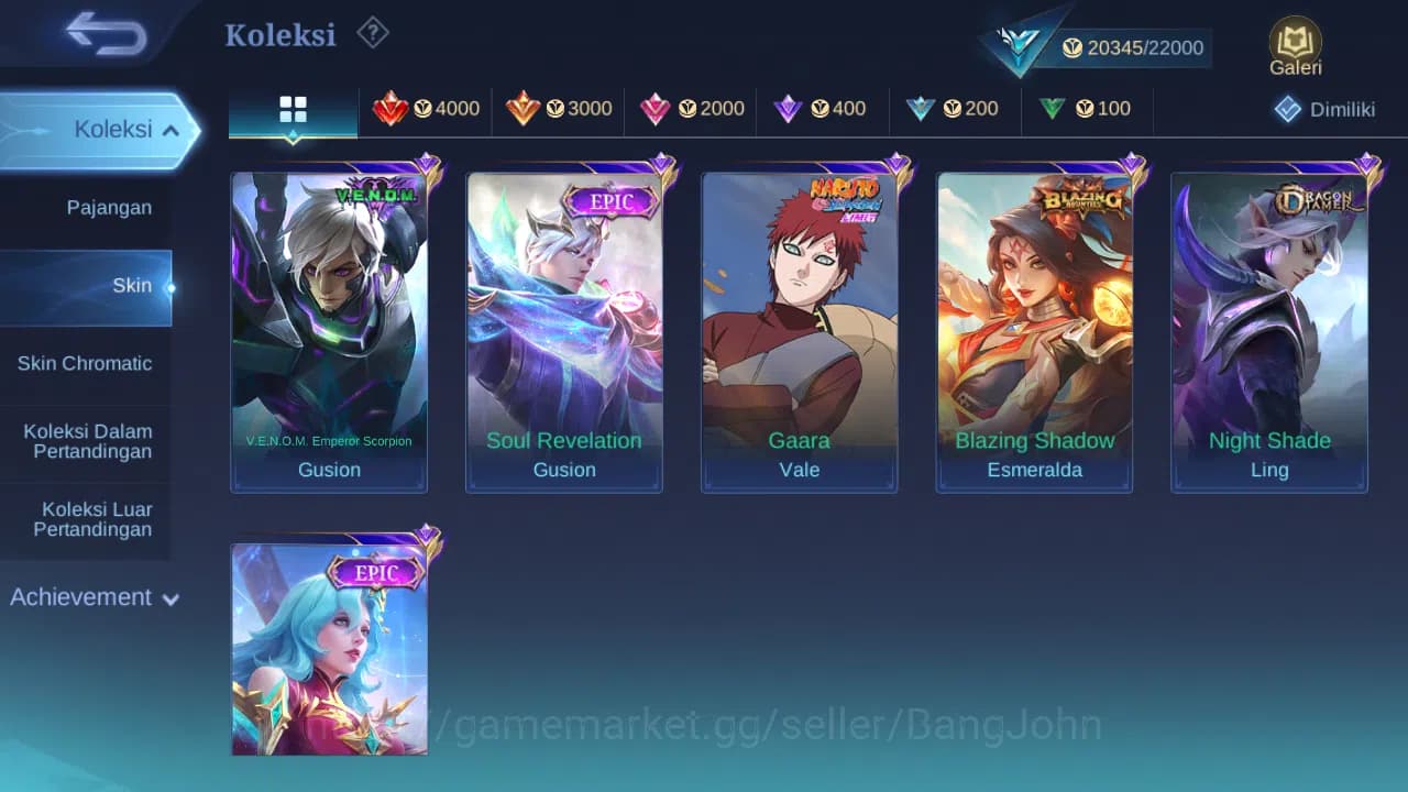 Mobile Legends: Bang Bang Accounts GLOBAL Hero 86 Skin 107 Zodiac Lance | Dtamer Ling image 3
