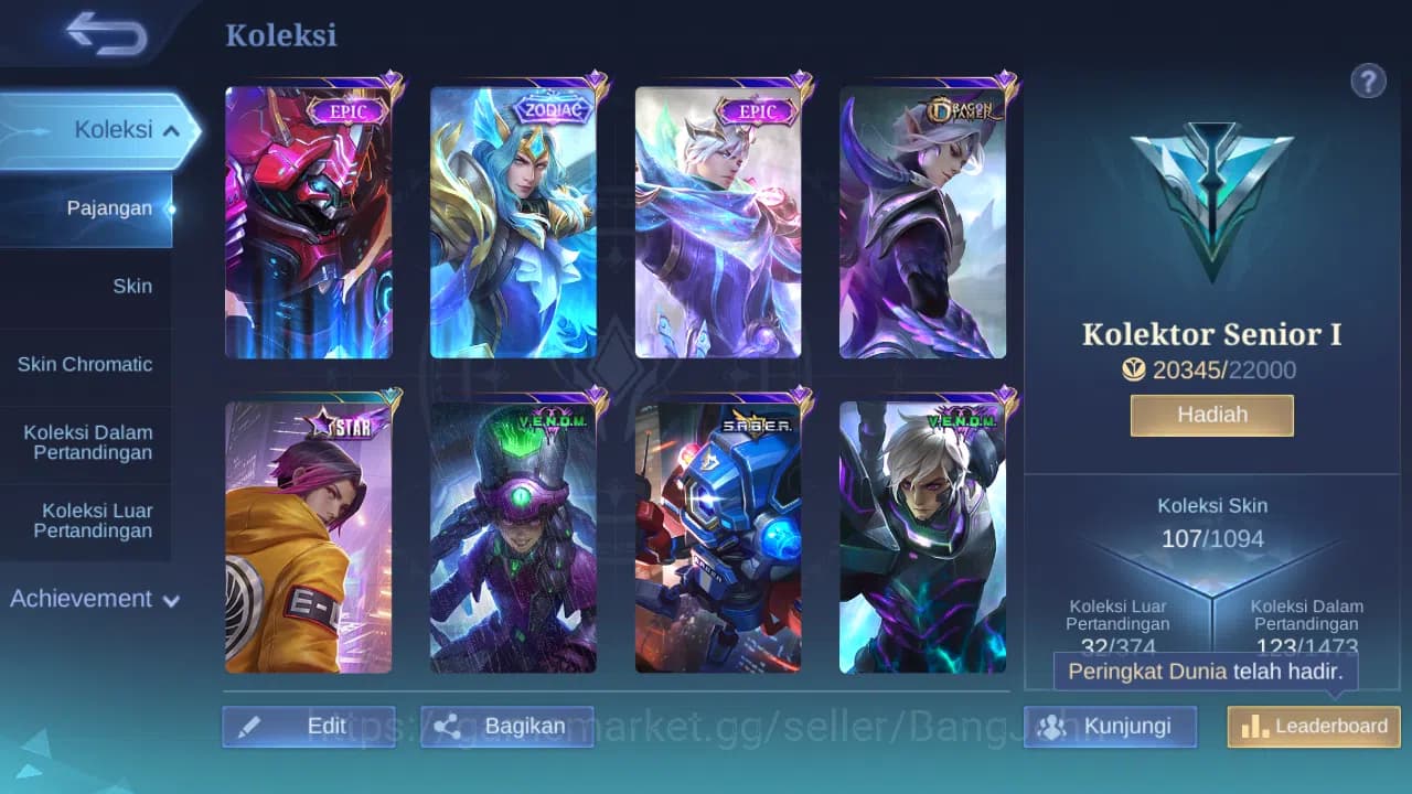 Mobile Legends: Bang Bang Accounts GLOBAL Hero 86 Skin 107 Zodiac Lance | Dtamer Ling image 9