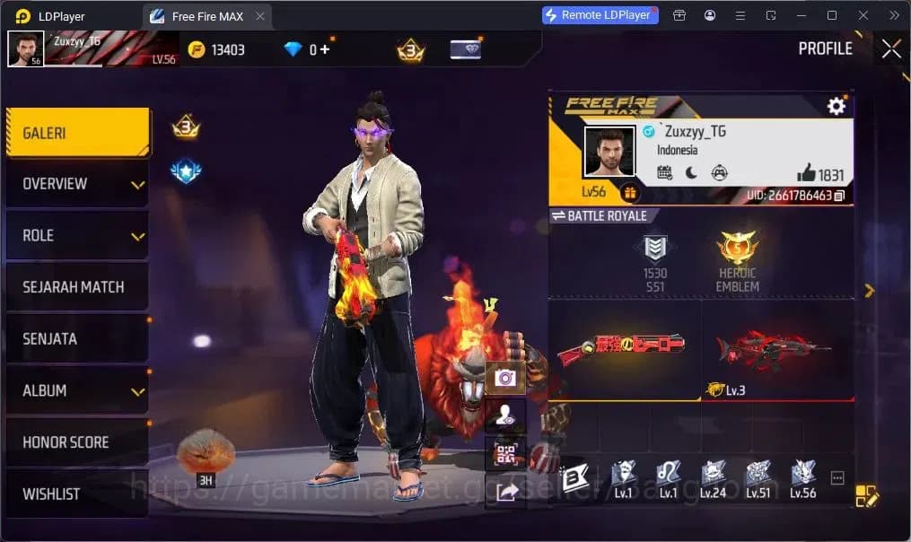 Free Fire Accounts Indonesia | EVO SCAR-Megalodon Alpha | M1887-One P image 20