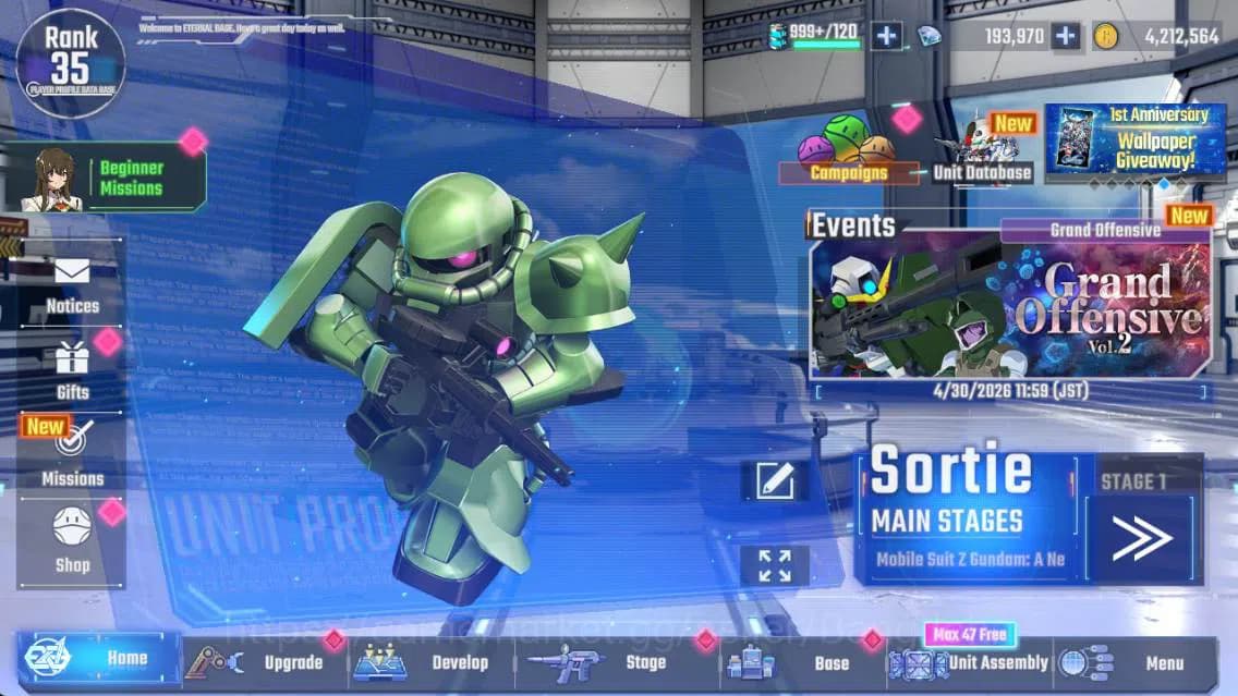 SD Gundam G Generation ETERNAL Accounts Global| rank 35, 193k DM, 4 UR unit, 3 Char, 1 Sup image 1