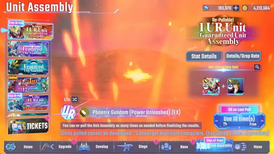 SD Gundam G Generation ETERNAL Accounts Global| rank 35, 193k DM, 4 UR unit, 3 Char, 1 Sup image 6