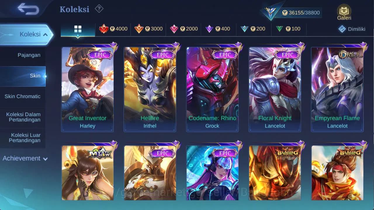 Mobile Legends: Bang Bang Accounts hero 111 skin 176 sanrio florin, saber rafaela, dr image 4