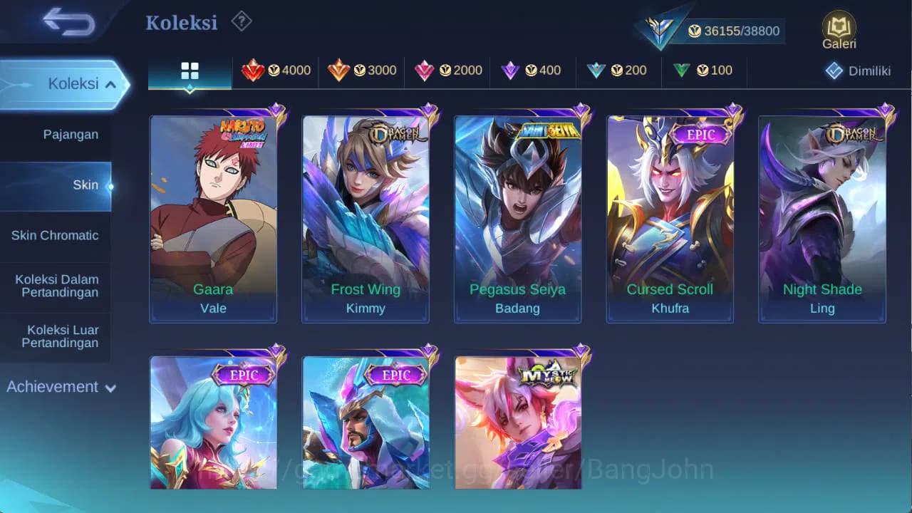 Mobile Legends: Bang Bang Accounts hero 111 skin 176 sanrio florin, saber rafaela, dr image 5