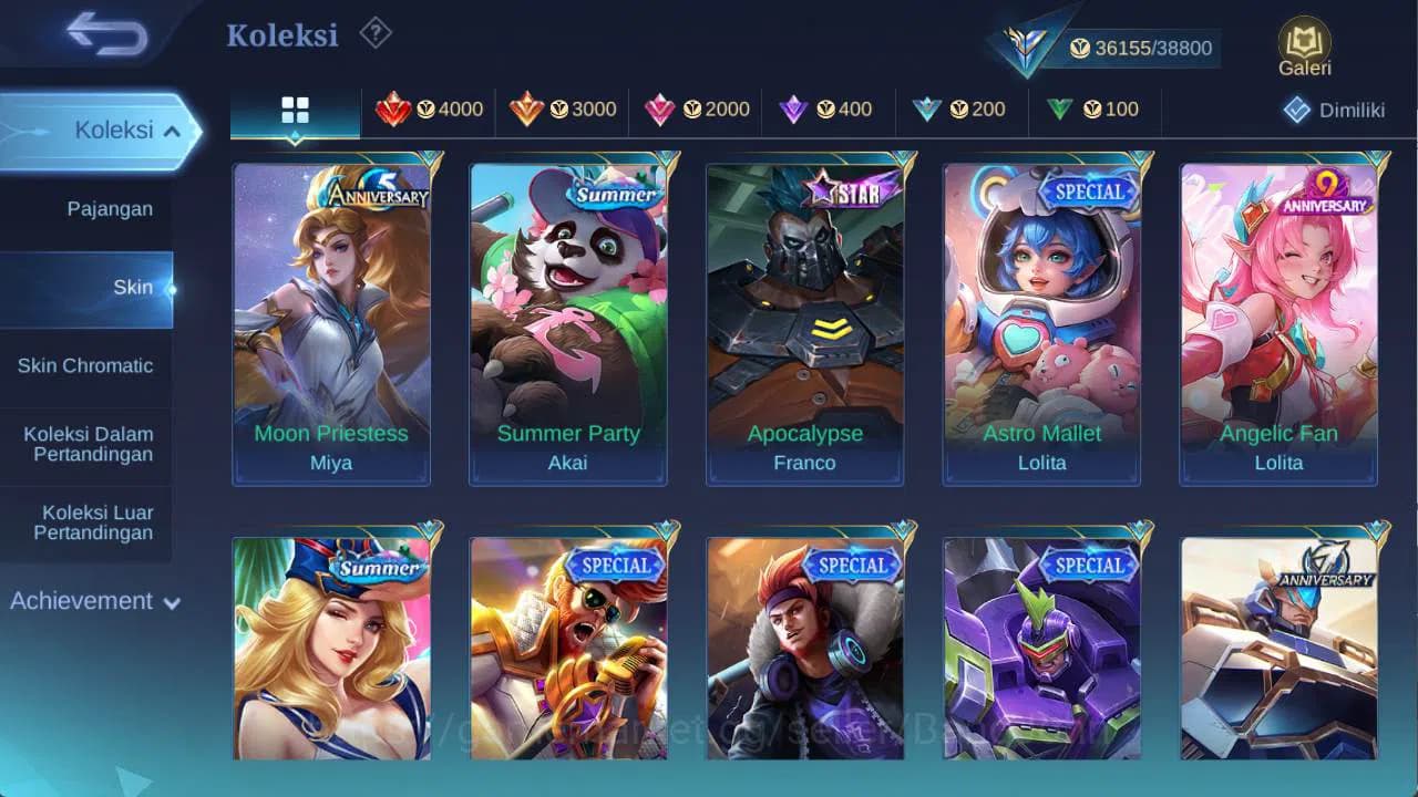 Mobile Legends: Bang Bang Accounts hero 111 skin 176 sanrio florin, saber rafaela, dr image 6