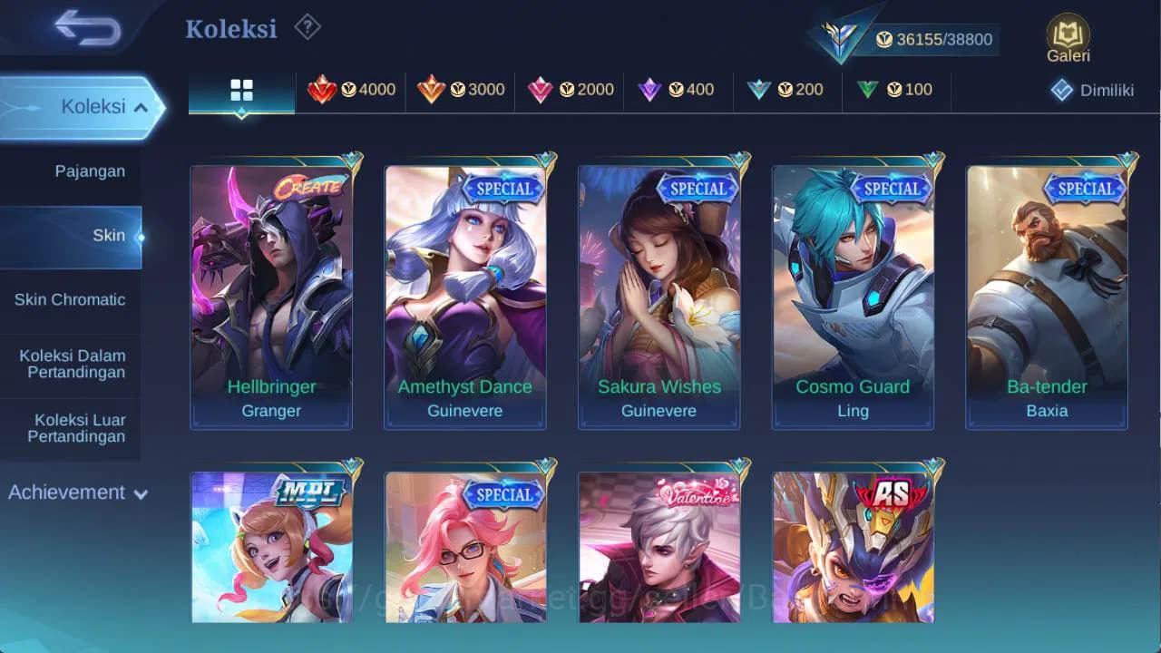 Mobile Legends: Bang Bang Accounts hero 111 skin 176 sanrio florin, saber rafaela, dr image 9