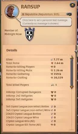 Albion Online Accounts ASIA | 2,64M Total Fame - 7,77M Silver | T8 Ore Mi image 1