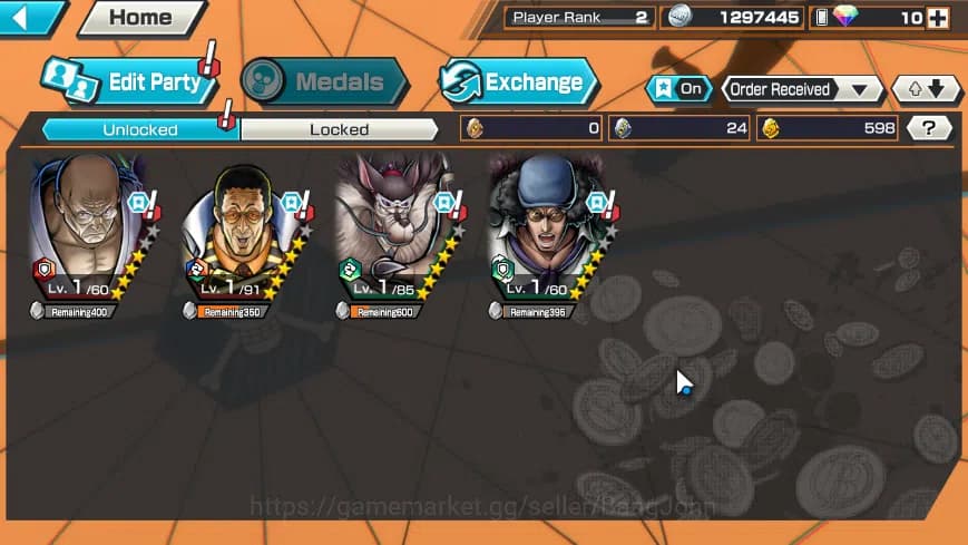 One Piece Bounty Rush Accounts Global | 3EX | Rank 2| The5elderl St.Ethanbaron, B image 2