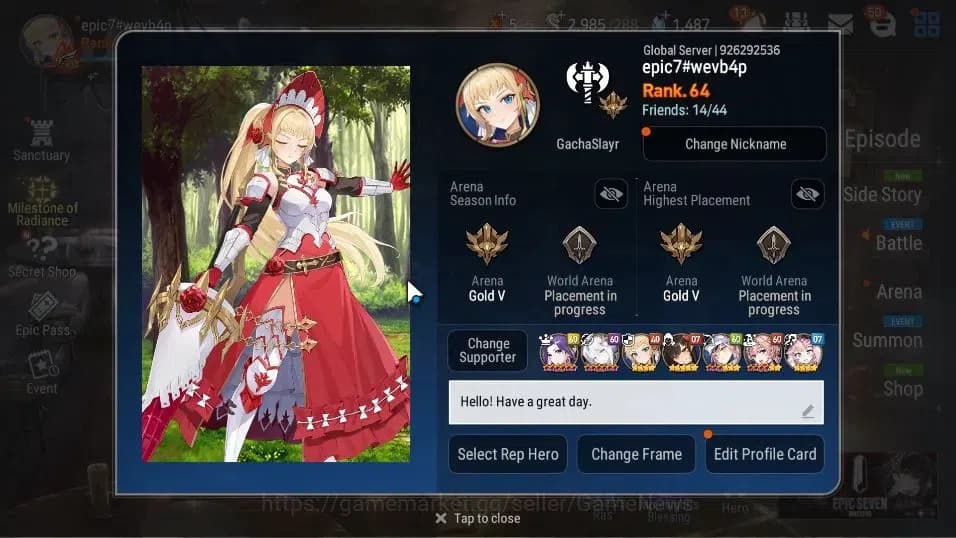 Epic Seven Accounts GLOBAL Unverif|New Era|13 ML(Salome,BArunka,LOTSca image 2
